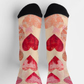 Valentinherzen und Spitzen auf texturiertem Hinter Socken (Oben)