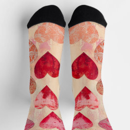 Valentinherzen und Spitzen auf texturiertem Hinter Socken