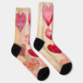 Valentinherzen und Spitzen auf texturiertem Hinter Socken (Rechts)