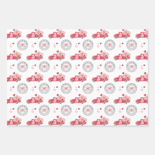 Valentinherzen Wasserstraßenlkw Geschenkpapier Set (Vorderseite)