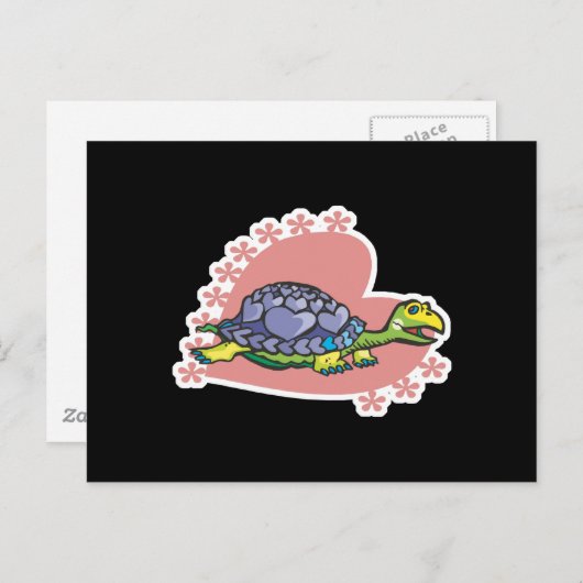 Valentinherzschildkröte Feiertagspostkarte (Vorne/Hinten)