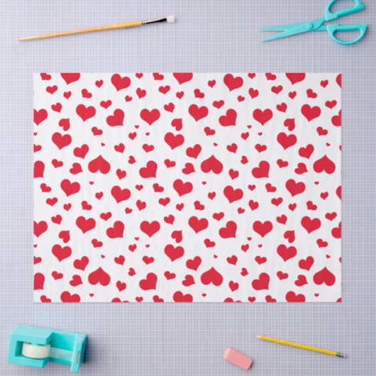 Valentinhörer Random Muster rot/weiß Seidenpapier (Basteln)