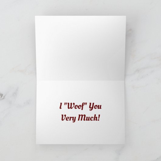 Valentinhund mit Rose Feiertagskarte (Innenseite)