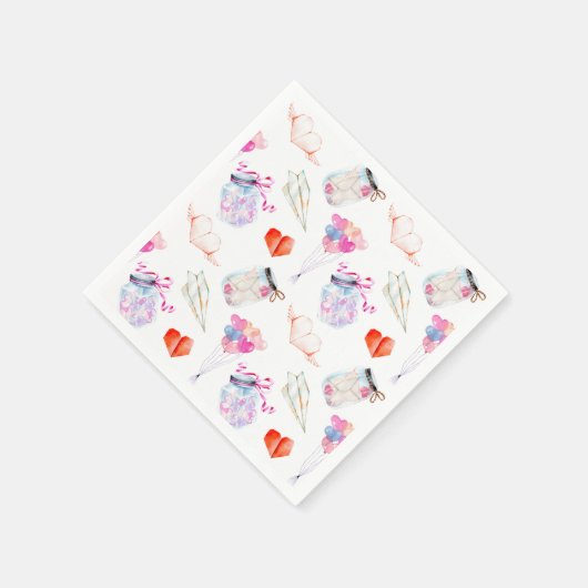 Valentinin-Aquarellbild Serviette (Ecke)