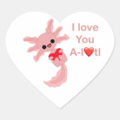 Valentinin-Axolotl-Heart-Aufkleber Herz-Aufkleber (Vorderseite)