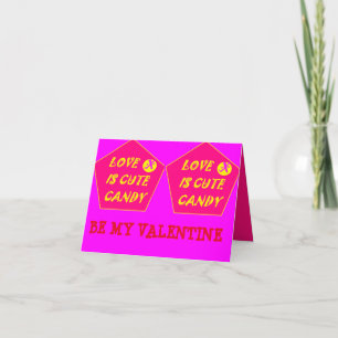 Valentinin in Rosa und Banane gedruckt niedlich Dankeskarte