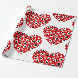 Valentinin Leopard tierisches Herz rot Geschenkpapier