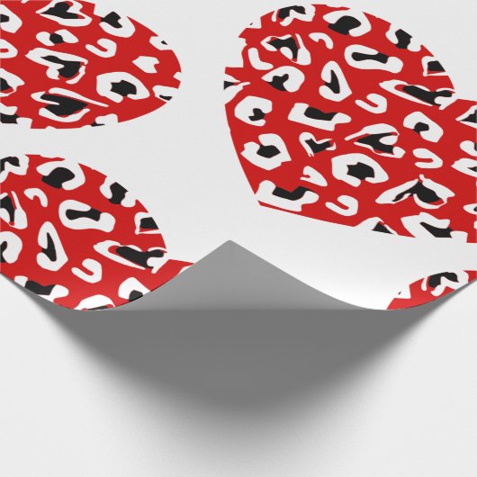 Valentinin Leopard tierisches Herz rot Geschenkpapier (Ecke)