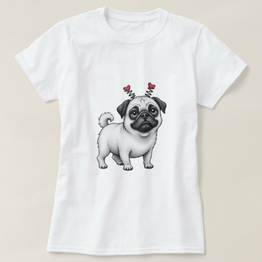 Valentinin mit Mops T - Shirt (Design vorne)