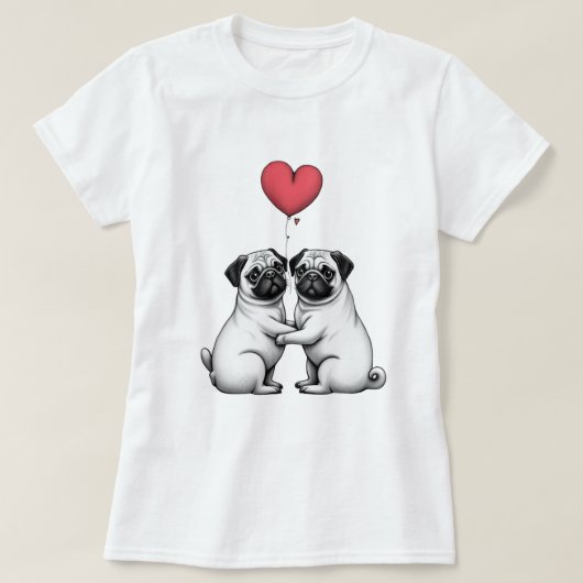 Valentinin mit Mops T - Shirt (Design vorne)