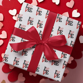 Valentinin Rot-Schwarz-LIEBE mit Herz Geschenkpapier