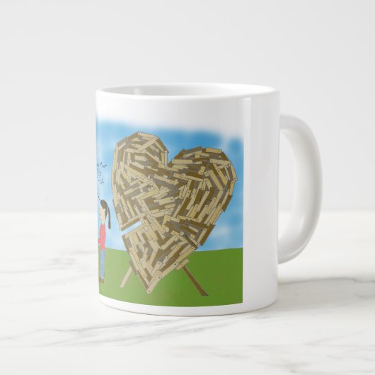 Valentinin-Tasse aus Holz Jumbo-Tasse (Vorderseite Rechts)