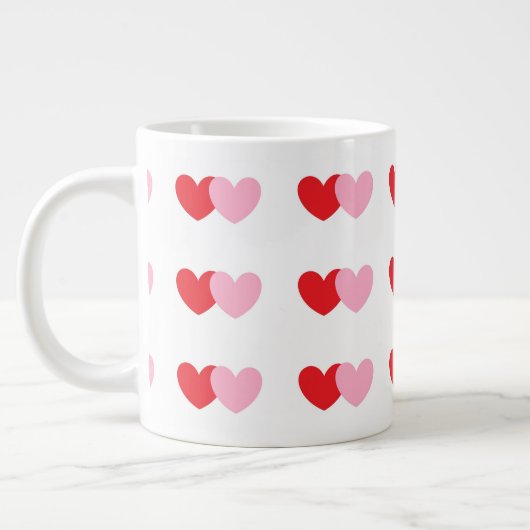Valentinin-Tasse mit rosa und roten Herzen Jumbo-Tasse (Links)