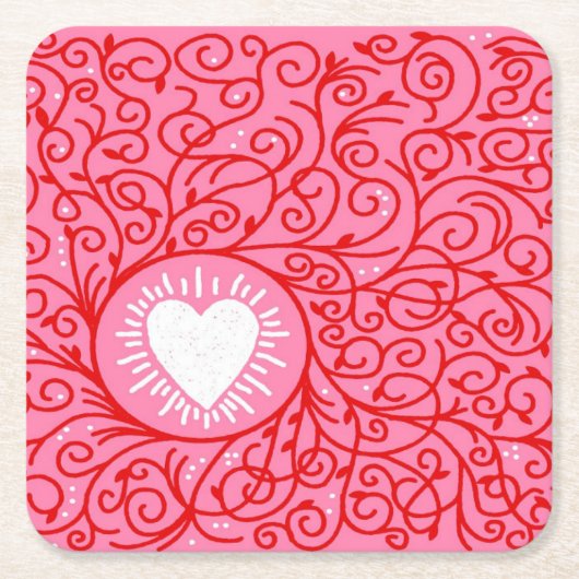 Valentinin-Untersetzer Rechteckiger Pappuntersetzer (Vorderseite)