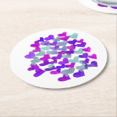 Valentininer Tagesherzen - lila und aqua Runder Pappuntersetzer (Angewinkelt)