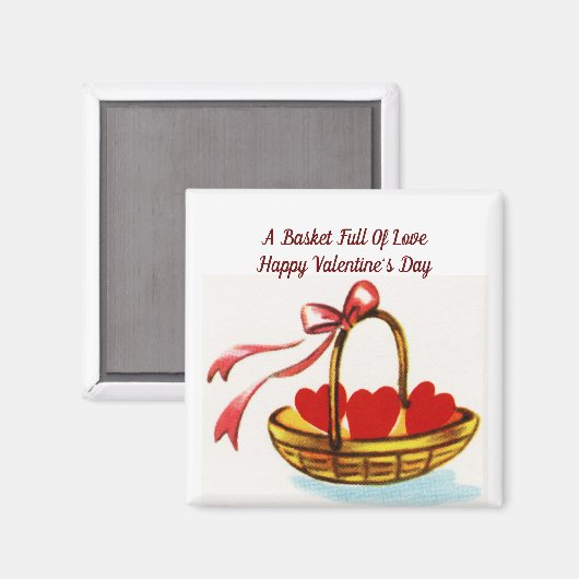 Valentinins "Basket Square Magnet" Magnet (Vorderseite/Rückseite)