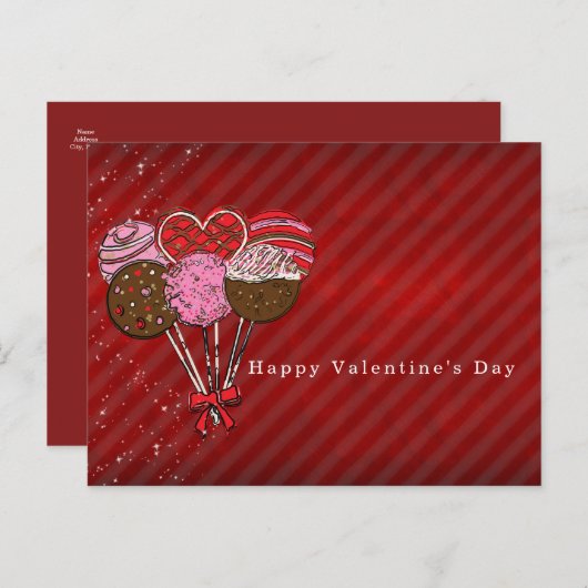 Valentinin's Cake Pops Ankündigung oder Party Postkarte (Vorne/Hinten)