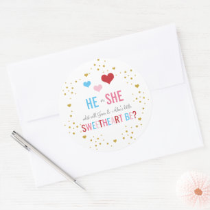 Valentinin's Gender Reveal Classic Round Sticker