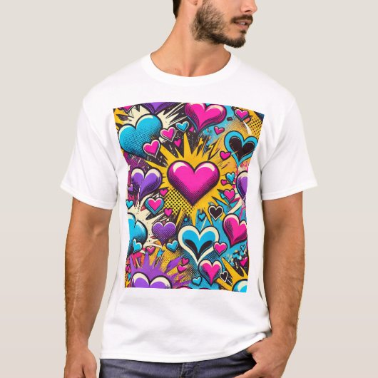 Valentinins Herz-Kreuz-Design T-Shirt (Vorderseite)