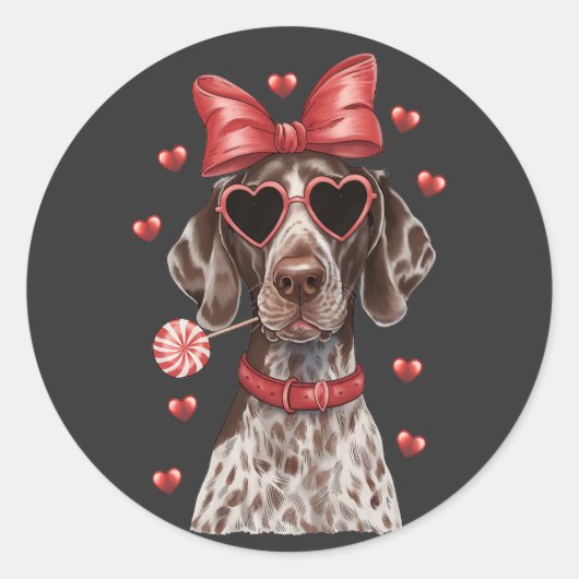Valentinin's Joy German Shorthaired Pointer Sweet Runder Aufkleber (Vorderseite)