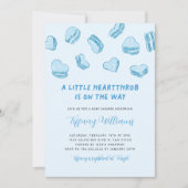 Valentinin's Little Heartthrob Blue Baby Shower Einladung (Vorderseite)