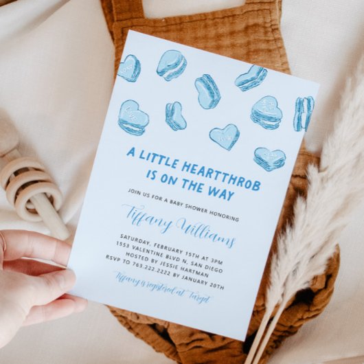 Valentinin's Little Heartthrob Blue Baby Shower Einladung