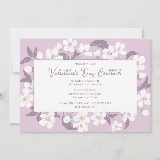 Valentinins Party Cocktails Rosa Blumengalentine Einladung (Vorderseite)