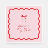 Valentinin's Pink and Red Bow Baby Shower Serviette (Vorderseite)