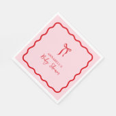 Valentinin's Pink and Red Bow Baby Shower Serviette (Ecke)
