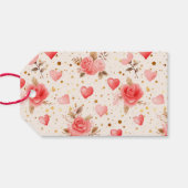 Valentinins pinkfarbene Rose und Herzen Geschenkanhänger (Rückseite Horizontal)