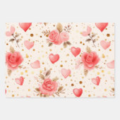 Valentinins pinkfarbene Rose und Herzen Geschenkpapier Set (Vorderseite 2)