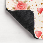 Valentinins pinkfarbene Rose und Herzen Mousepad (Ecke)