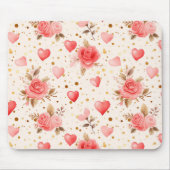 Valentinins pinkfarbene Rose und Herzen Mousepad (Vorne)