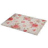 Valentinins pinkfarbene Rose und Herzen Schneidebrett (Ecke)