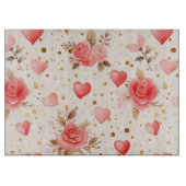 Valentinins pinkfarbene Rose und Herzen Schneidebrett (Vorderseite)