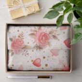 Valentinins pinkfarbene Rose und Herzen Seidenpapier (Geschenk)