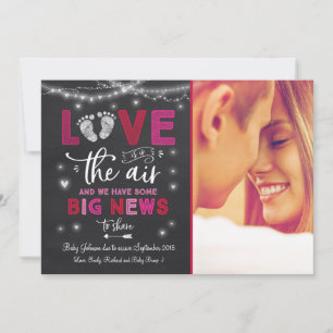 Valentinin's Pregnancy Announcement Baby Reveal Feiertagskarte