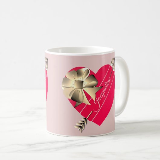Valentinin's Red Hearts w/Bow Kaffeetasse (VorderseiteRechts)
