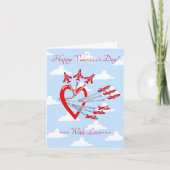 Valentinins Red Jet Flugzeug Blue Sky Card Karte (Vorderseite)
