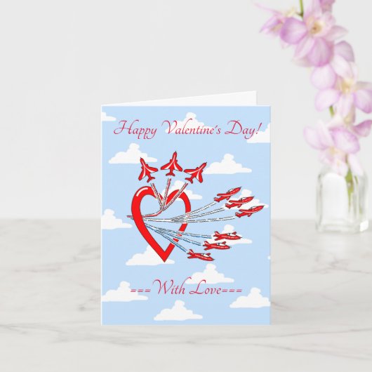 Valentinins Red Jet Flugzeug Blue Sky Card Karte (Orchidee)