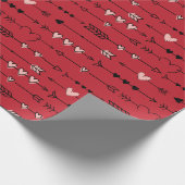 Valentinin's Red Pink Hearts Arrows Hand gezogen Geschenkpapier (Ecke)