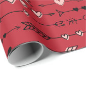 Valentinin's Red Pink Hearts Arrows Hand gezogen Geschenkpapier (Rolleneckpunkt)