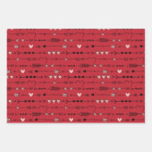 Valentinin's Red Pink Hearts Arrows Hand gezogen Geschenkpapier Set (Vorderseite 2)