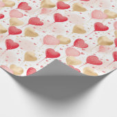 Valentinins rosa Rot- und Goldene Herzblasen Geschenkpapier (Ecke)