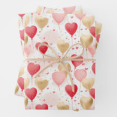 Valentinins rosa Rot- und Goldene Herzblasen Geschenkpapier Set (Beispiel)