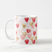Valentinins rosa Rot- und Goldene Herzblasen Kaffeetasse (Links)