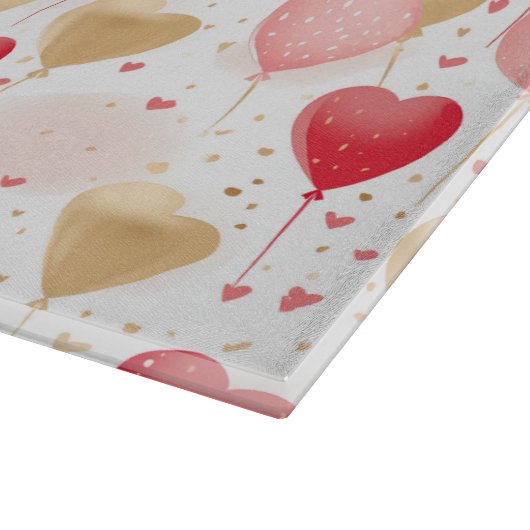 Valentinins rosa Rot- und Goldene Herzblasen Schneidebrett (Ecke)