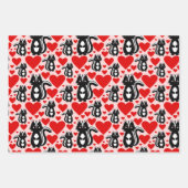 Valentinins rosa Skunk Herz Illustration Muster Geschenkpapier Set (Vorderseite)