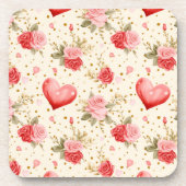 Valentinins Rosa und Rote Rosen und Herz Getränkeuntersetzer (Vorderseite)