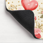 Valentinins Rosa und Rote Rosen und Herz Mousepad (Ecke)